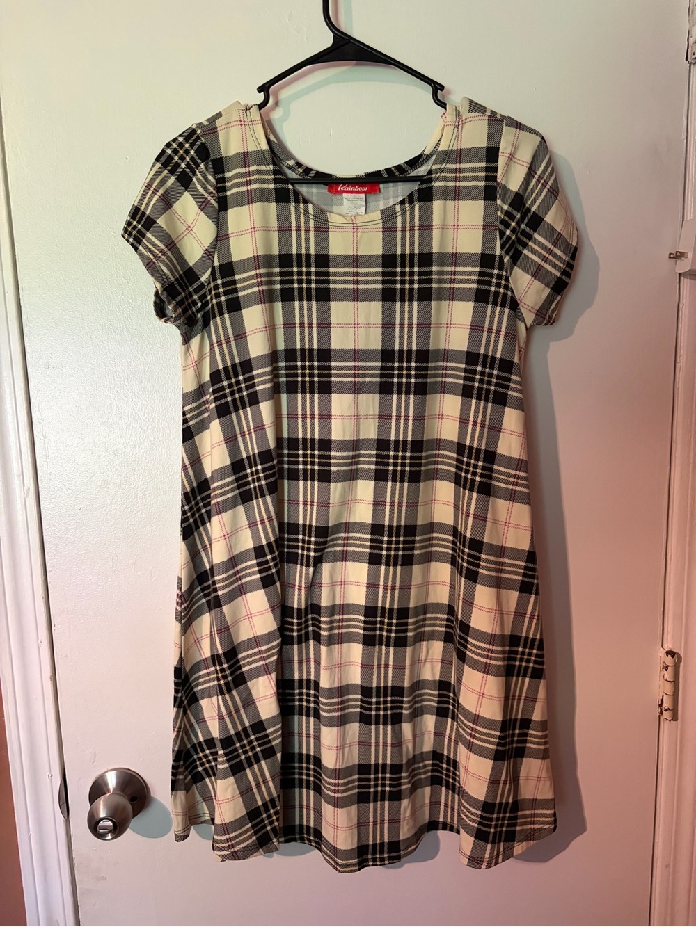 Rainbow Black & Cream Plaid Swing Dress